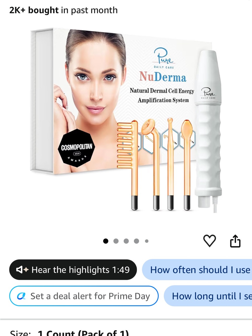 White Microcurrent Facial Wand with 4 Attachments